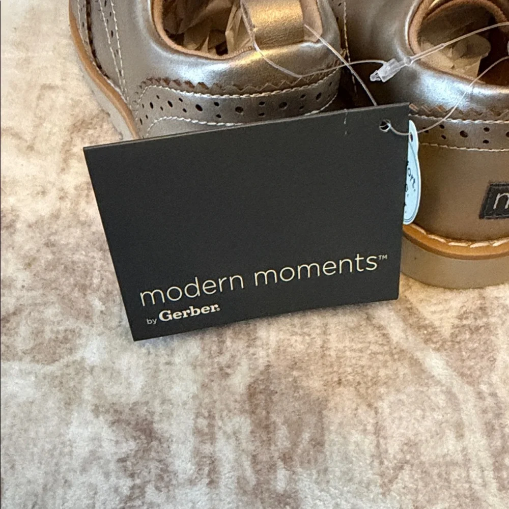 🆕 Gerber Metallic Gold Kids Dress Shoes